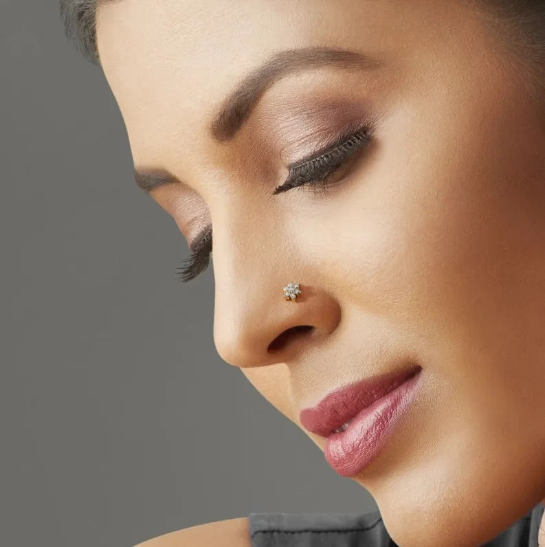 Color 7+7 Stone Nosepin With Finger Ring Free - Image 2